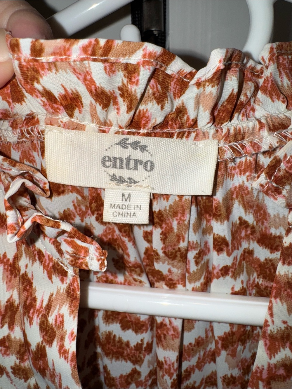 entro Rust and Cream Puff Sleeve Midi Dress - Picture 2 of 4